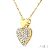 1/4 Ctw Heart Shape Pave Set Single Cut Diamond Fashion Pendant With Chain in 10K Yellow Gold