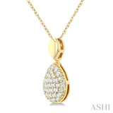 1/4 Ctw Pear Shape Pave Set Single Cut Diamond Fashion Pendant With Chain in 10K Yellow Gold