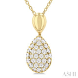 1/4 Ctw Pear Shape Pave Set Single Cut Diamond Fashion Pendant With Chain in 10K Yellow Gold
