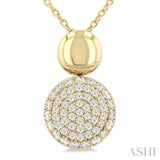1/4 Ctw Circular Mount Pave Set Single Cut Diamond Fashion Pendant With Chain in 10K Yellow Gold