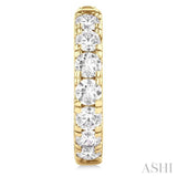 2 Ctw Round Cut Diamond Hoop Earrings in 14K Yellow Gold