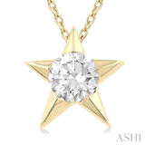 1/2 Ctw Star Round Cut Diamond Fashion Pendant With Chain in 14K Yellow Gold