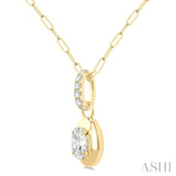 1/4 Ctw Dome Oval and Round Cut Diamond Fashion Pendant With Paper Clip Chain in 14K Yellow Gold
