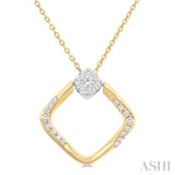 1/5 Ctw Cushion Shape Lovebright Round Cut Diamond Pendant With Chain in 10K Yellow and White Gold