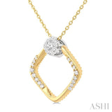 1/5 Ctw Cushion Shape Lovebright Round Cut Diamond Pendant With Chain in 10K Yellow and White Gold