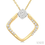1/5 Ctw Cushion Shape Lovebright Round Cut Diamond Pendant With Chain in 10K Yellow and White Gold