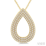 1/3 Ctw Pear Shape Triple Row Round Cut Diamond Fashion Pendant With Chain in 10K Yellow Gold