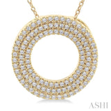 1/3 Ctw Circle Triple Row Round Cut Diamond Fashion Pendant With Chain in 10K Yellow Gold