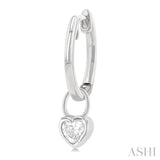 1/3 Ctw Bezel Set Heart Cut Diamond Huggie Earrings in 14K White Gold