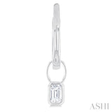 1/3 Ctw Bezel Set Emerald Cut Diamond Huggie Earrings in 10K White Gold