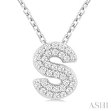 1/10 Ctw Bubble Accent Initial 'S' Round Cut Diamond Fashion Pendant With Chain in 10K White Gold