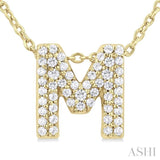 1/6 Ctw Bubble Accent Initial 'M' Round Cut Diamond Fashion Pendant With Chain in 10K Yellow Gold