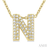 1/6 Ctw Bubble Accent Initial 'B' Round Cut Diamond Fashion Pendant With Chain in 10K Yellow Gold