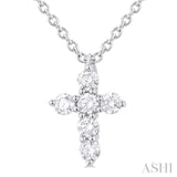 1/6 Ctw Round Cut Diamond Christian Cross 6-Stone Fashion Pendant With Chain in 14K White Gold