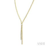 3 Ctw Split Y-Shape Baguette and Round Cut Diamond Lariat Necklace in 14K Yellow Gold