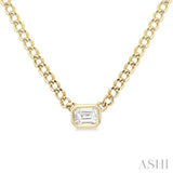 1/5 Ctw Bezel Set Octagon Cut Diamond Curb Link Fashion Necklace in 14K Yellow Gold
