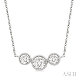 1 Ctw Past, Present & Future 3-Stone Bezel Set Round Cut Diamond Necklace in 14K White Gold