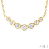 1/4 Ctw Graduated Bezel Set Round Cut Diamond Smile Necklace in 14K Yellow Gold