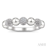 1/20 Ctw Bold Bead Design Single Cut Diamond Fashion Ring in Sterling Silver