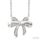 1/20 Ctw Bow Single Cut Diamond Fashion Pendant With Chain in Sterling Silver
