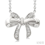 1/20 Ctw Bow Single Cut Diamond Fashion Pendant With Chain in Sterling Silver