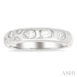 1/3 Ctw Bezel Set Mixed Shape Diamond Cut Fashion Band in 14K White Gold