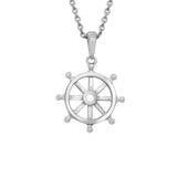 Silver Ship's Wheel Pendant