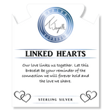 Sakura Agate Gemstone Bracelet with Linked Hearts Sterling Silver Charm