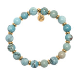Gold Empowered Elegance Collection- Larimar Jasper Gemstone Bracelet