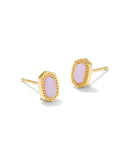 Kendra Scott Mini Ellie Gold Stud Earrings in Pink Opalite Crystal