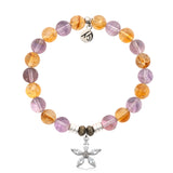 Amethyst Citrine Gemstone Bracelet with Renewal Sterling Silver Charm