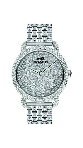 Women's Delancey, stainless steel with crystals case and link bracelet, silver-toned metallic crystal dial, Quartz movement