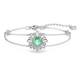 Swarovski Sunshine bracelet, Green, Rhodium plated