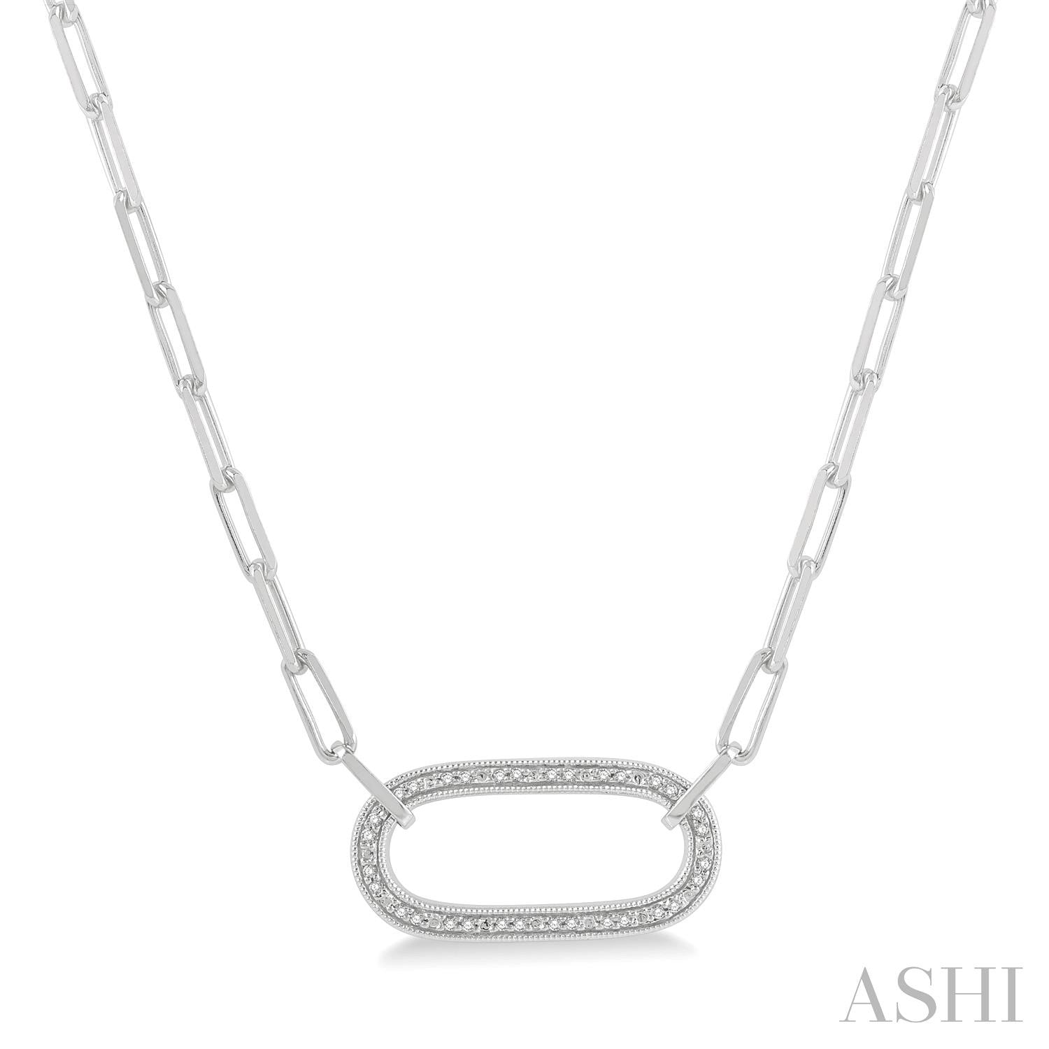 Silver Round Diamond Paper Clip Fashion Necklace