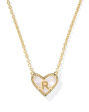 Kendra Scott Heart Letter R Gold Ivory Mother of Pearl Short Pendant Necklace