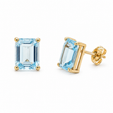Emerald-Cut Blue Topaz Stud Earrings