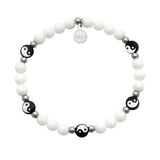 Career Girl Charity Bracelet: White Jade with Yin Yang Charity Stacker