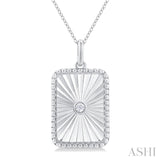 Silver Rectangle Shape Medallion Diamond Pendant