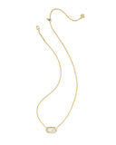 Kendra Scott Elisa Bezel Gold Short Pendant Necklace in Ivory Mother of Pearl