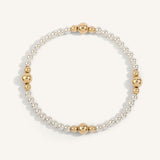 Dee Berkley 14kt Gold Filled & Sterling Silver Shine Bright Two Tone Bead Bracelet - 4MM & 6MM