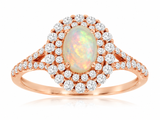 Opal & Diamond Double Halo Ring