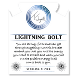 Black Moonstone Stone Bracelet with Lightning Bolt Sterling Silver Charm