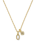 Kendra Scott Mini Elisa and Dira Gold Necklace in Bright White Lab-Grown Opal