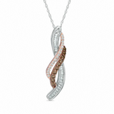 Two-Tone Ribbon Pendant with Champagne & White Diamonds