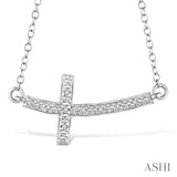 Diamond Curved Cross Necklace