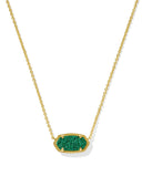 Kendra Scott Elisa Gold Short Pendant Necklace in Emerald Drusy