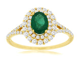 Oval Emerald Double Diamond Halo Ring