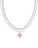 Kendra Scott Mallory Rose Silver Multi Strand Necklace in Blush Ivory Mother of Pearl