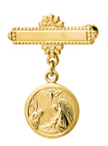 Children's Gold-Filled Bar Pin with Guardian Angel Medal Dangle