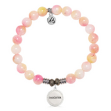 Summer Jade Gemstone Bracelet with Endless Love Daughter Sterling Silver Charm